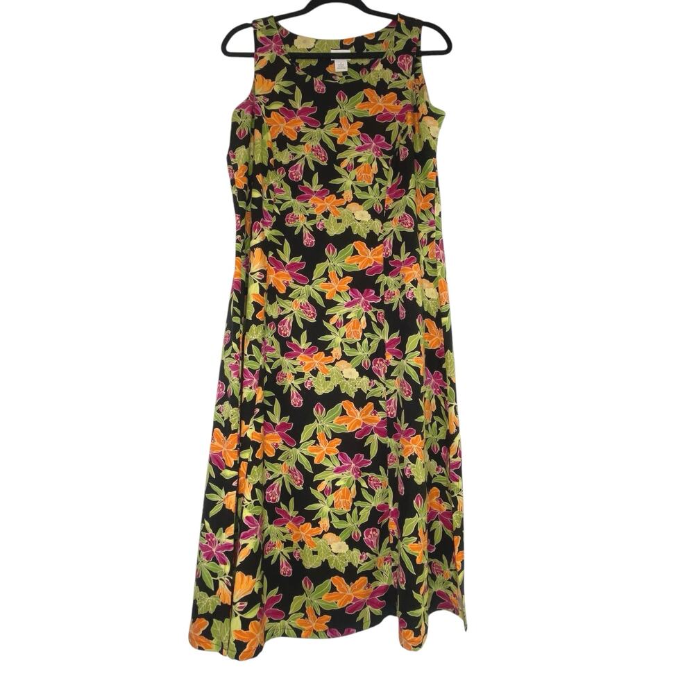 Nomadic Traders 100% Silk Sleeveless Floral Maxi Dress with Slits Size Small